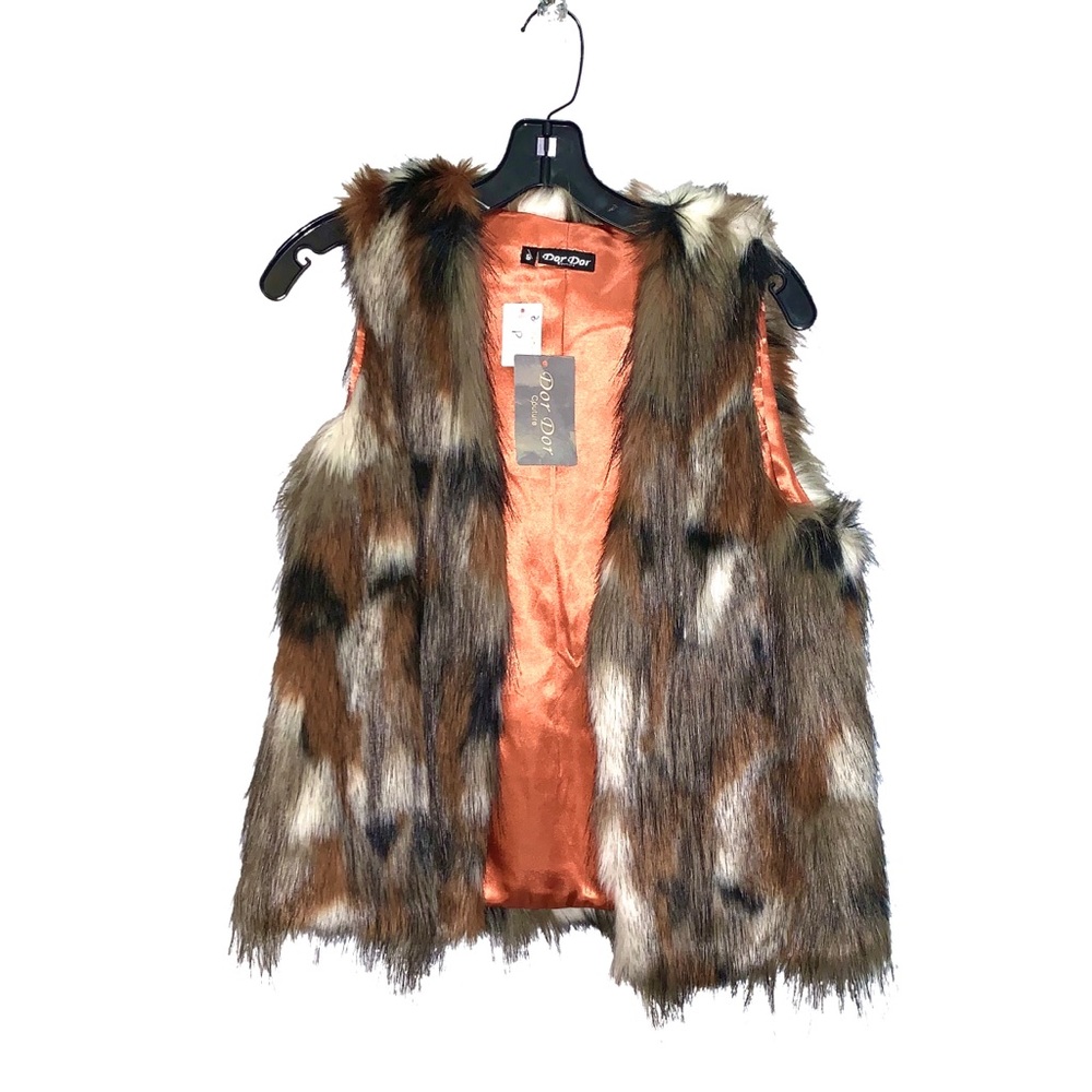 NWT Dor Dor Multi Colored Faux Fur Vest S